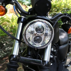 Motosikl Dyna Harley uchun qora / xrom 5.75 dyuymli mototsikl projektorining LED farasi