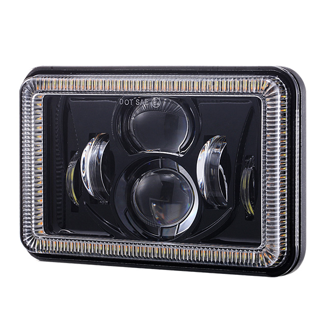 led headlight 4x6 inch Truck headlamp with Angel eyes ring for kenworth