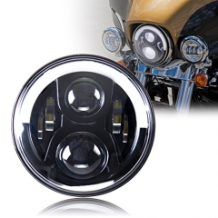 Harley-Davidson / Royal Enfiled Far uchun maxsus dizayn yarim halo oq / sariq 7 LED farasi