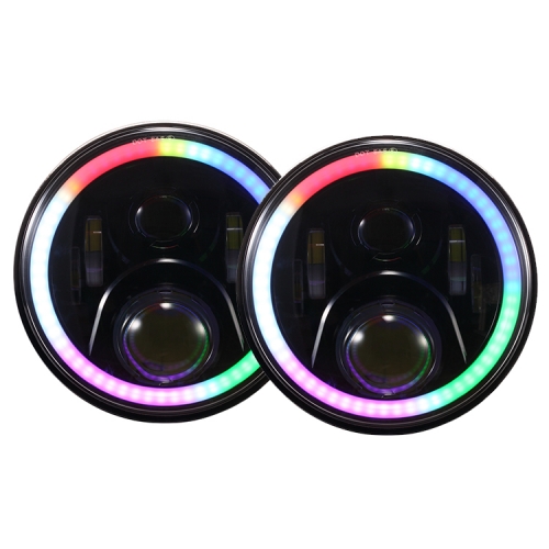 Newest 7" RGB headlight Blutooth Phone APP Control to Colors Change for Jeep Wrangler JK