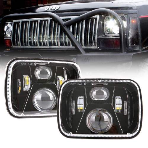 Square 5x7 headlights 1995 jeep cherokee led headlights 95 Jeep Cherokee XJ led headlights