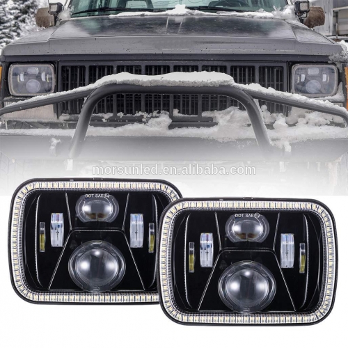 Luzes de halo 5x7 "para jeep wrangler yj 1987-1995 jeep wrangler faróis de led yj