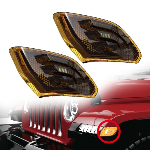 Черная янтарная светодиодная лампа накладки на крыло для Jeep Wrangler ДжЛ 2018 2019 Jeep Запасные боковые габаритные огни JL