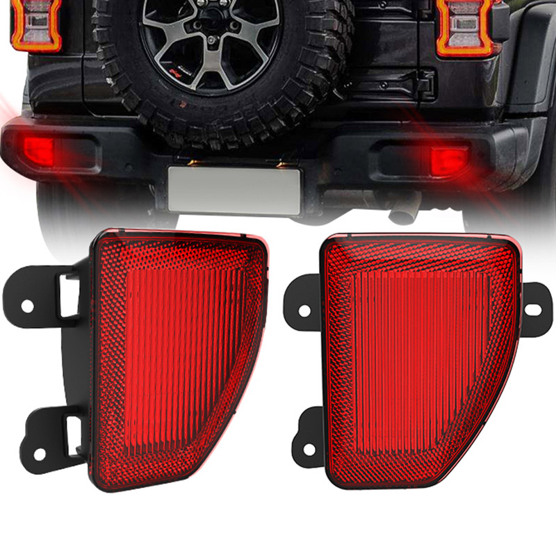 Red Lens Full LED Rear Bumper Reflector Light  Lamp For 2018-up Jeep Wrangler JL