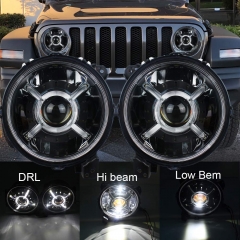 Halo LED de 9 pulgadas Jeep Faros delanteros JL Rubicon Wrangler Faros delanteros del mercado de accesorios de JL