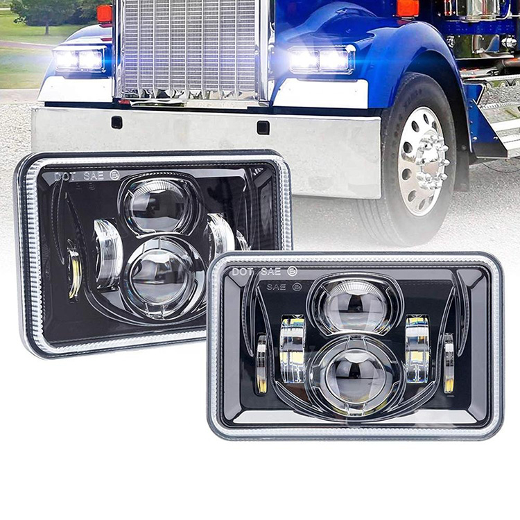 BLIAUTO 4x6 LED Headlights Rectangular Sealed Beam 4x6 LED Lights Hi/Low Beam H4651 H4652 H4656 H4666 H4668 H6545 H4642 For Truck Kenworth Peterbilt T800 T400 T600 357 378 379 FREIGHTLINER 120 2PCS 