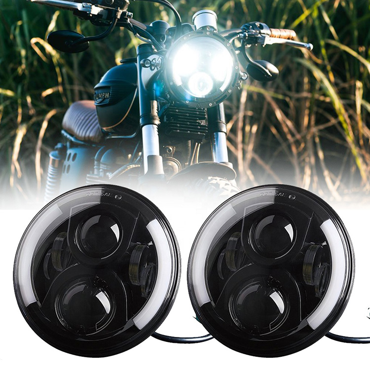 7 Round Led Headlight with Turn Signal Built in Motorcycle Headlight with Integrated Turn Signals