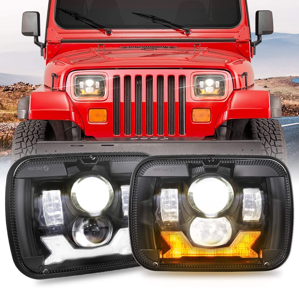 2pc LED Headlights Headlamp Upgrade Hi/Lo Beam fit Jeep Wrangler YJ 1987-1995 