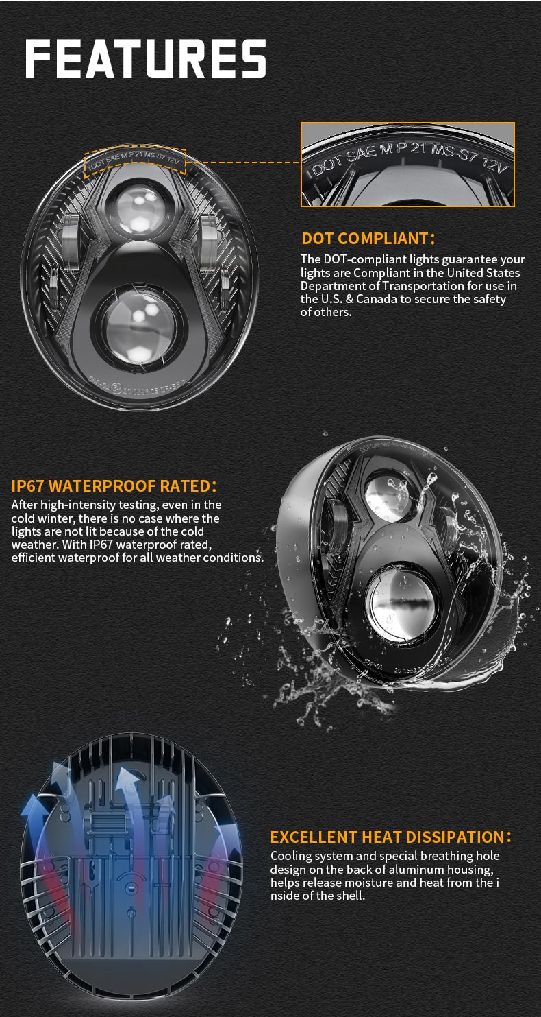 Features of Harley Davidson Breakout Led Headlight
