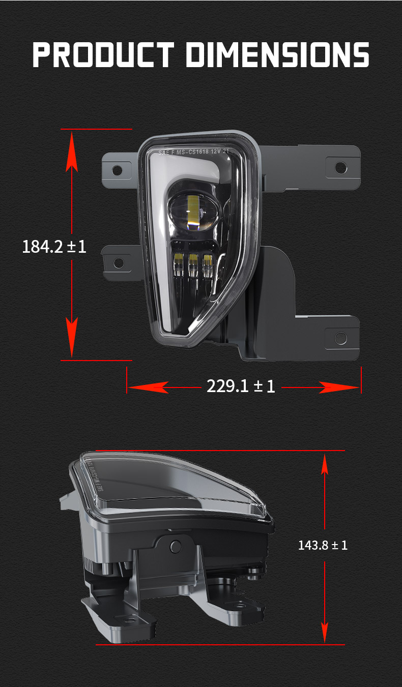 Chevy Silverado 1500 LED Nebelscheinwerfer Dimension