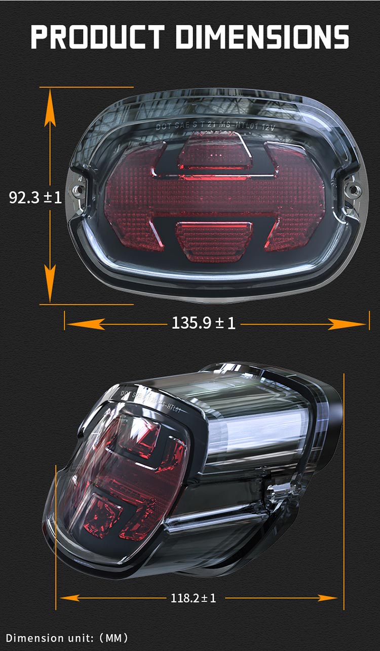 Harley Davidson Dimensão de substituição da luz traseira Sportster