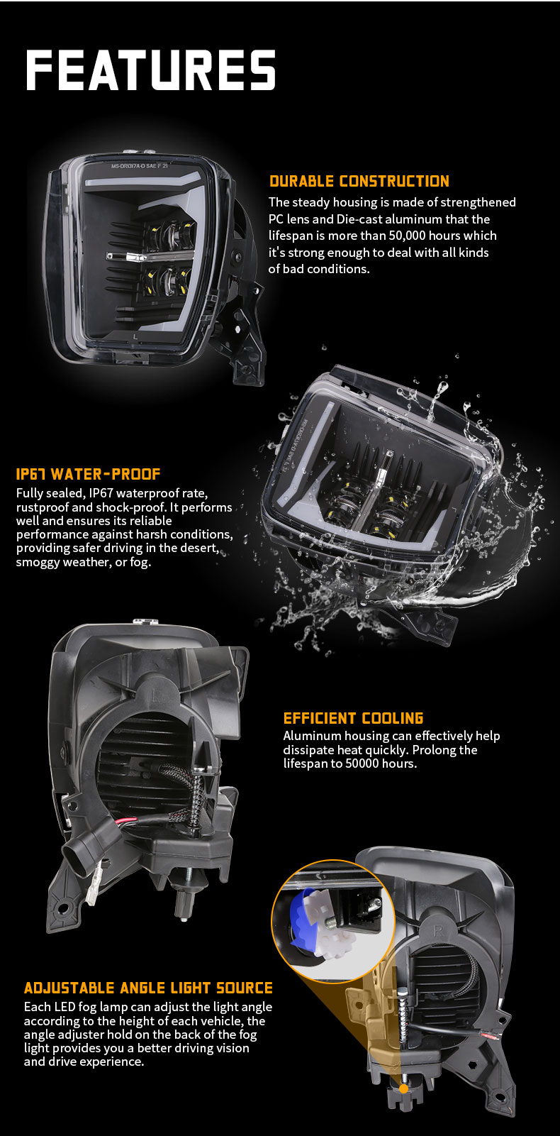 Карактеристики на склопување на светла за магла Dodge Ram 2013 2017-1500