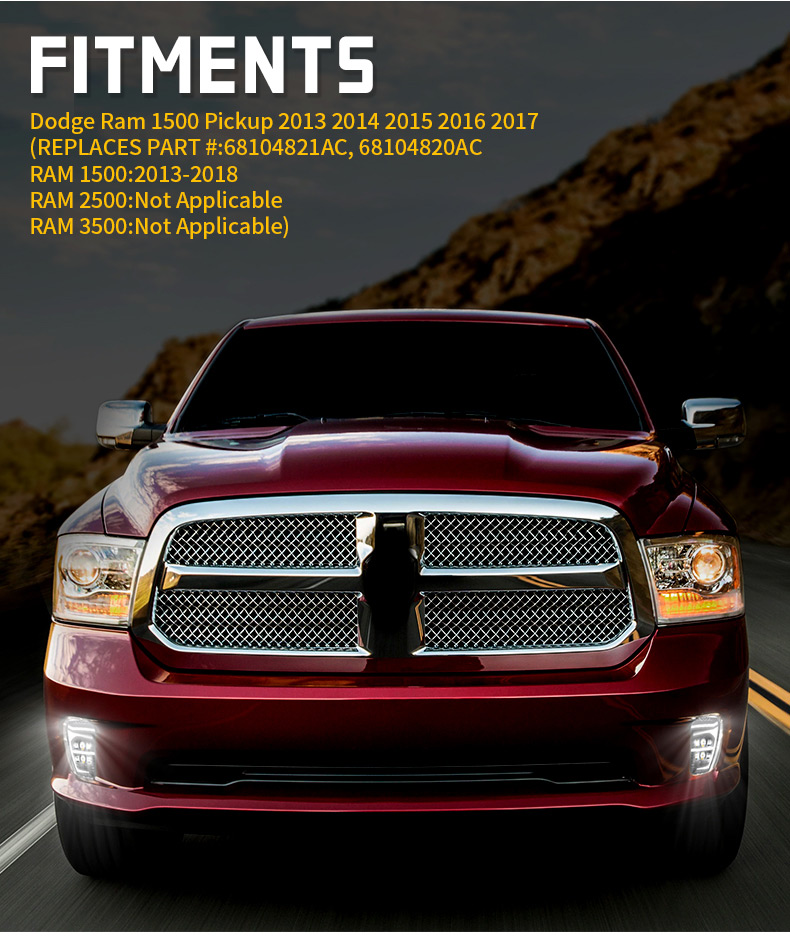 2013-2017 Dodge Ram 1500 Fog Light Assembly Fitment