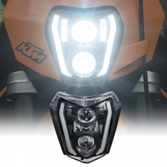Emark 2017-2021 KTM EXC Atualização do farol LED Enduro XCW KTM 250 350 450 500 EXC Conversão do farol LED com máscara