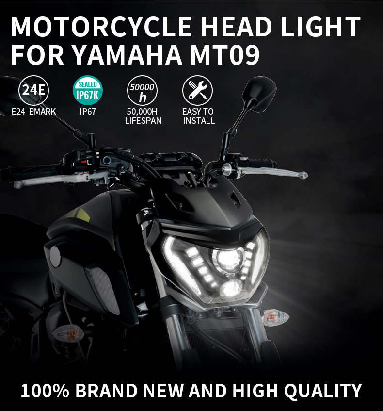 Certificaciones personalizadas de faros delanteros LED del mercado de accesorios Yamaha MT 09