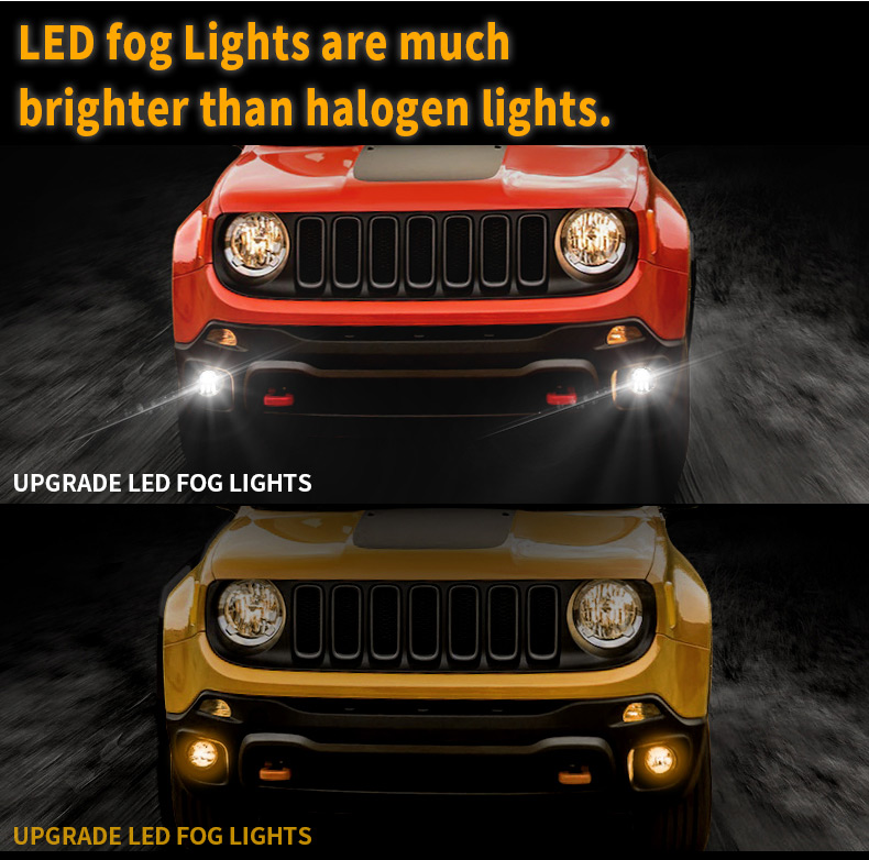2015-2018 Jeep Renegade LED tuman chiroqlari VS halogen tuman