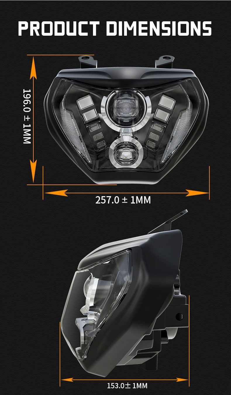 Custom Yamaha MT 09 Aftermarket Led Headlight  Dimension