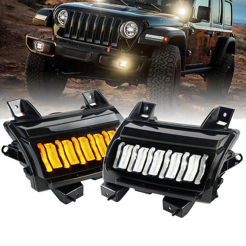 Smoked Jeep JL Switchback Led Turn Signal Sequential 2018 2019 2020 Jeep Wrangler Led Turn Signals DRL for Sport Sport S