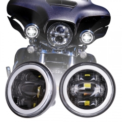 2005-2016 Harley Davidson Road King Fog Lights FLHR Classic Custom with Halo 4.5 inch Led Passing Lights